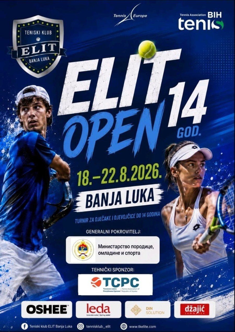 Plakat turnira ELIT OPEN 14 u Banjoj Luci od 18. do 22. avgusta 2026.